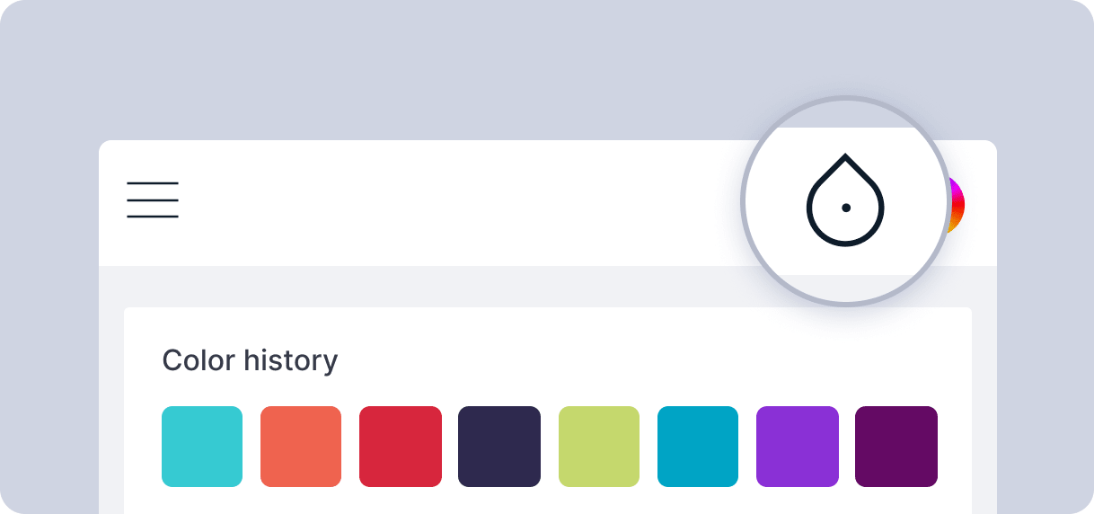 A screenshot showing how to launch the color picker.